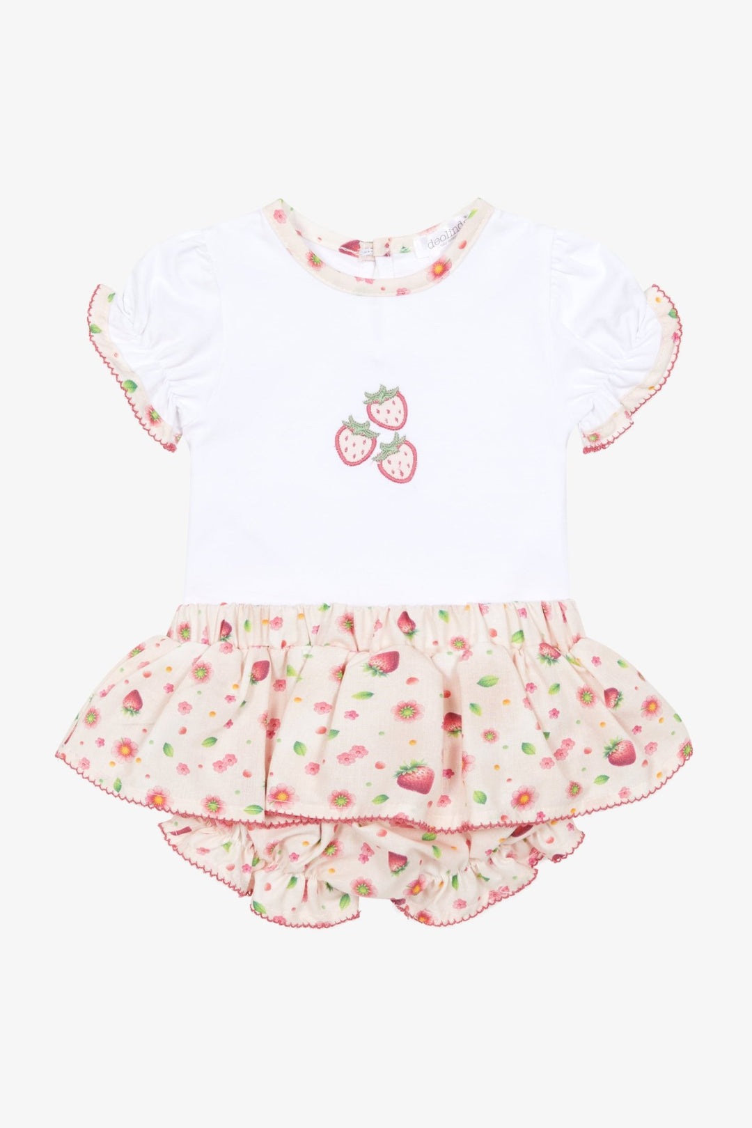 Deolinda "Blossom" Pink Strawberry Print Top & Bloomers - Millie and John