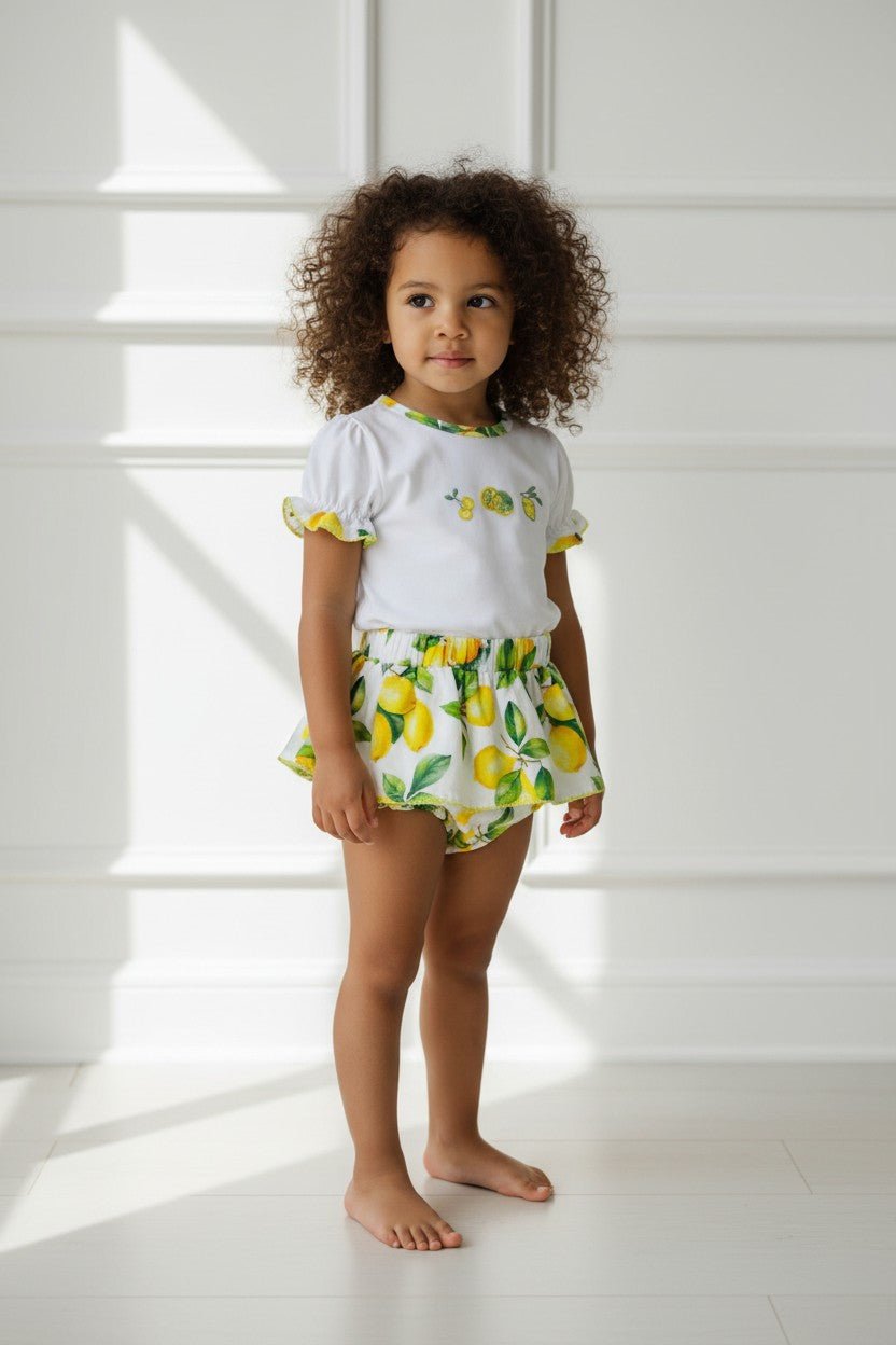 Deolinda "Capri" Lemon Print Top & Bloomers - Millie and John