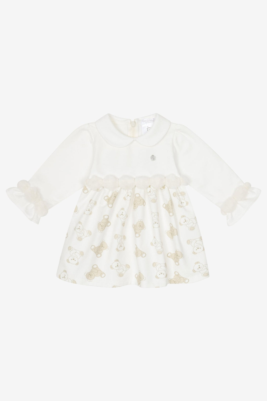 Deolinda "Celia" Ivory Pom Pom Bear Dress - Millie and John