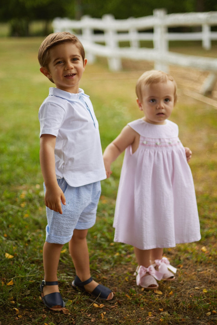 Deolinda "Cordelia" Pink Smocked Rose Bud Dress - Millie and John