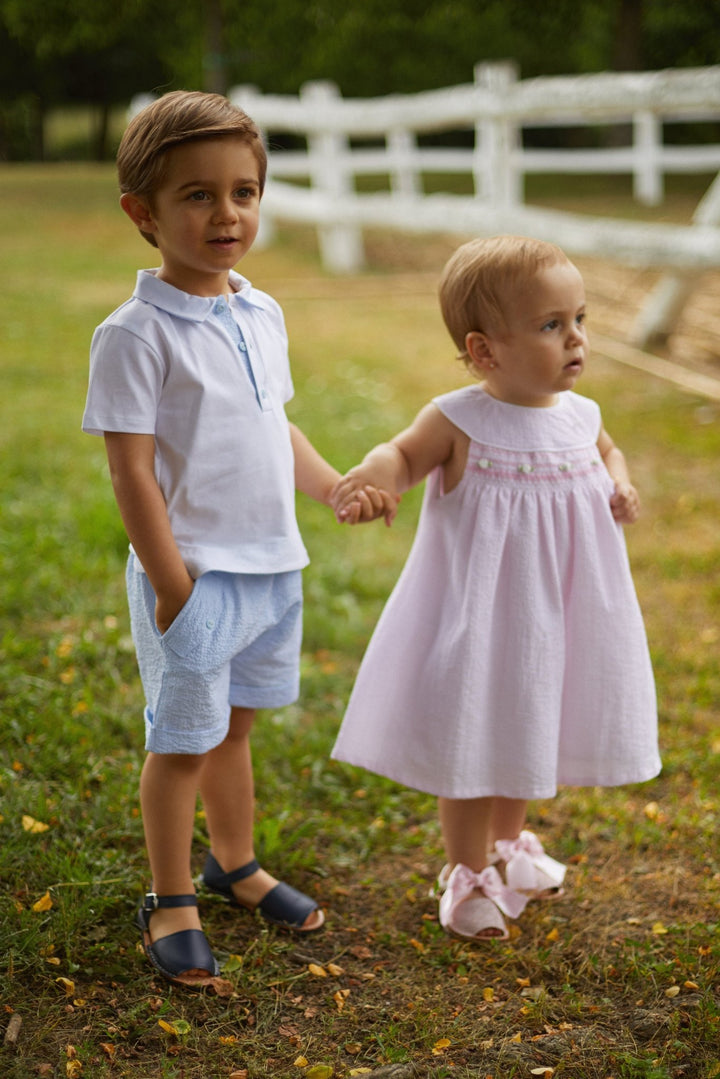 Deolinda "Cordelia" Pink Smocked Rose Bud Dress - Millie and John