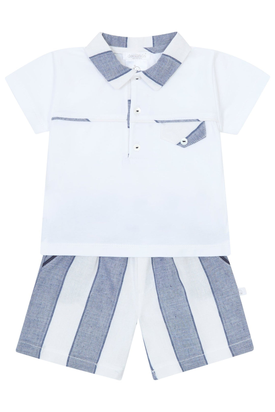 Deolinda "Darius" Navy Striped Polo Shirt & Shorts - Millie and John