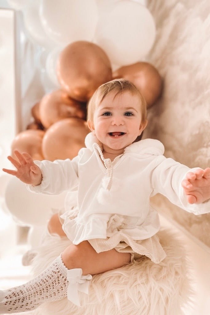 Deolinda "Elinora" Faux Fur Hoodie & Sand Bloomers - Millie and John