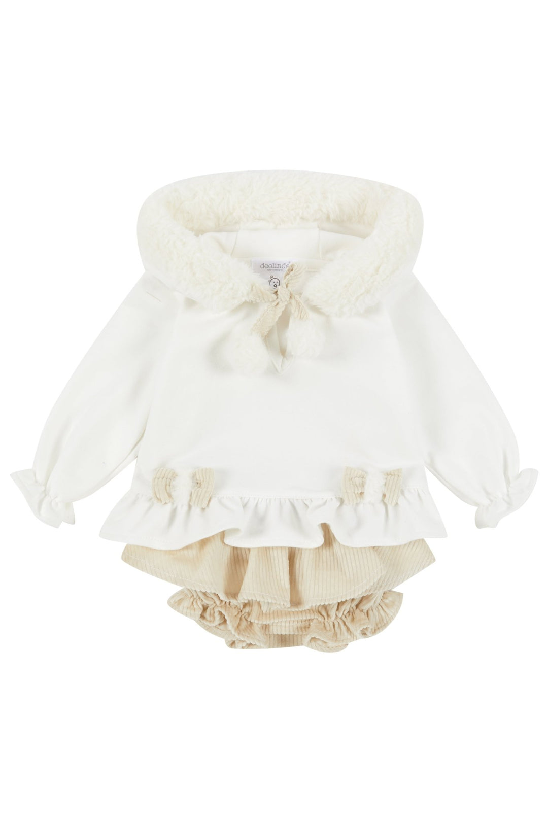 Deolinda "Elinora" Faux Fur Hoodie & Sand Bloomers - Millie and John