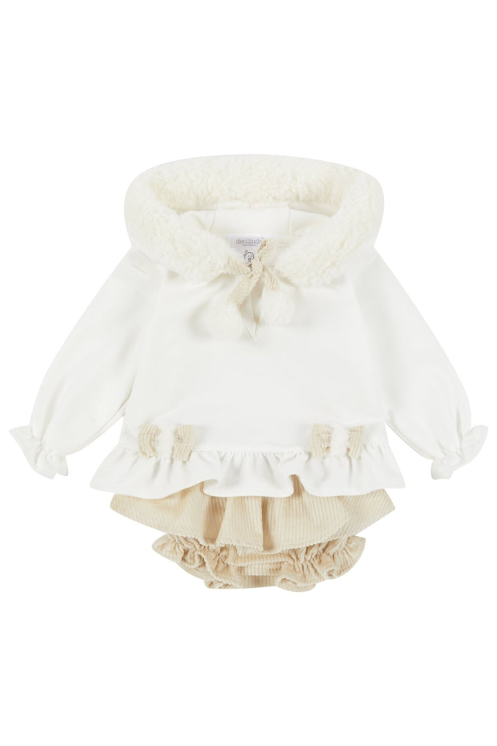 Deolinda "Elinora" Faux Fur Hoodie & Sand Bloomers - Millie and John