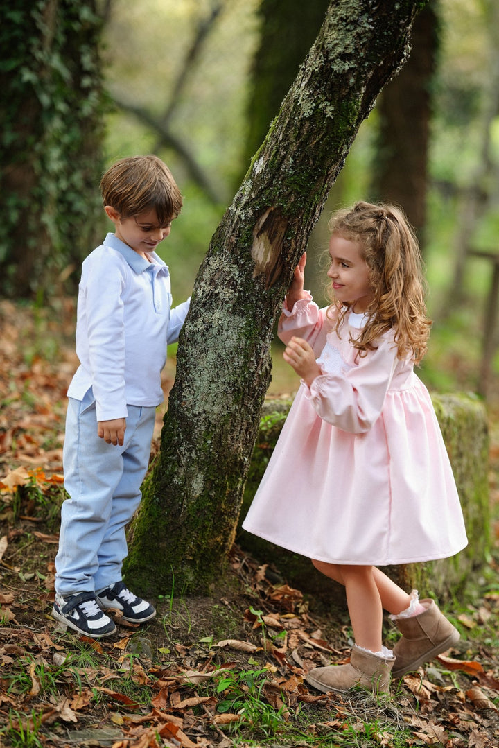 Deolinda "Elodie" Blush Pink Smocked Cord Dress - Millie and John