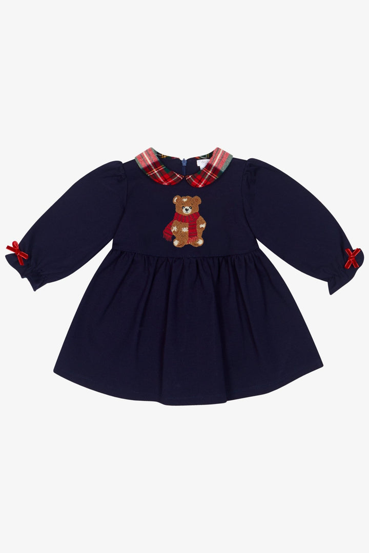 Deolinda "Elsie" Navy Tartan Bear Dress - Millie and John
