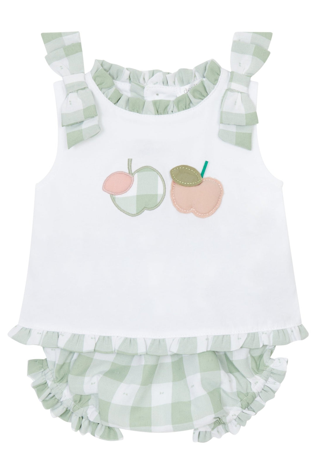 Deolinda "Emma" Sage Green Gingham Top & Bloomers - Millie and John