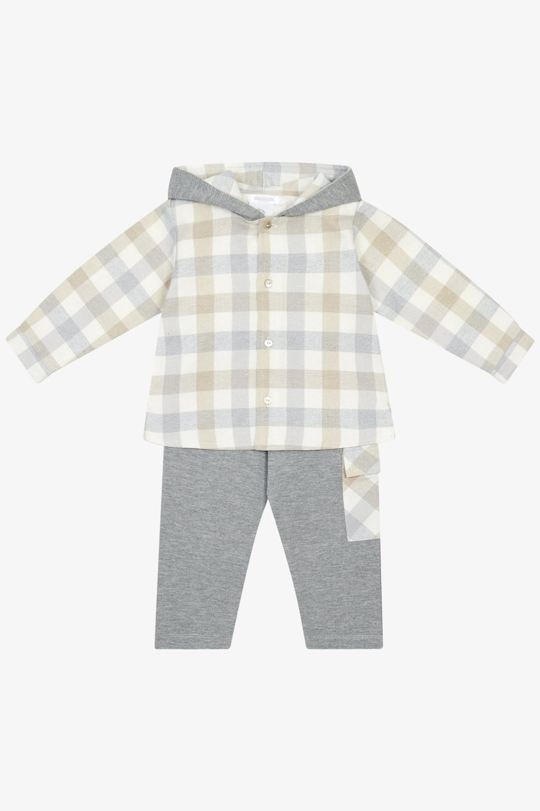 Deolinda "Ethan" Grey &amp; Beige Check Hoodie &amp; Trousers - Millie and John