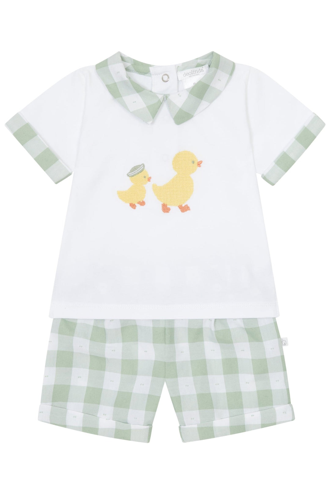 Deolinda "Ethan" Sage Green Gingham Shirt & Shorts - Millie and John