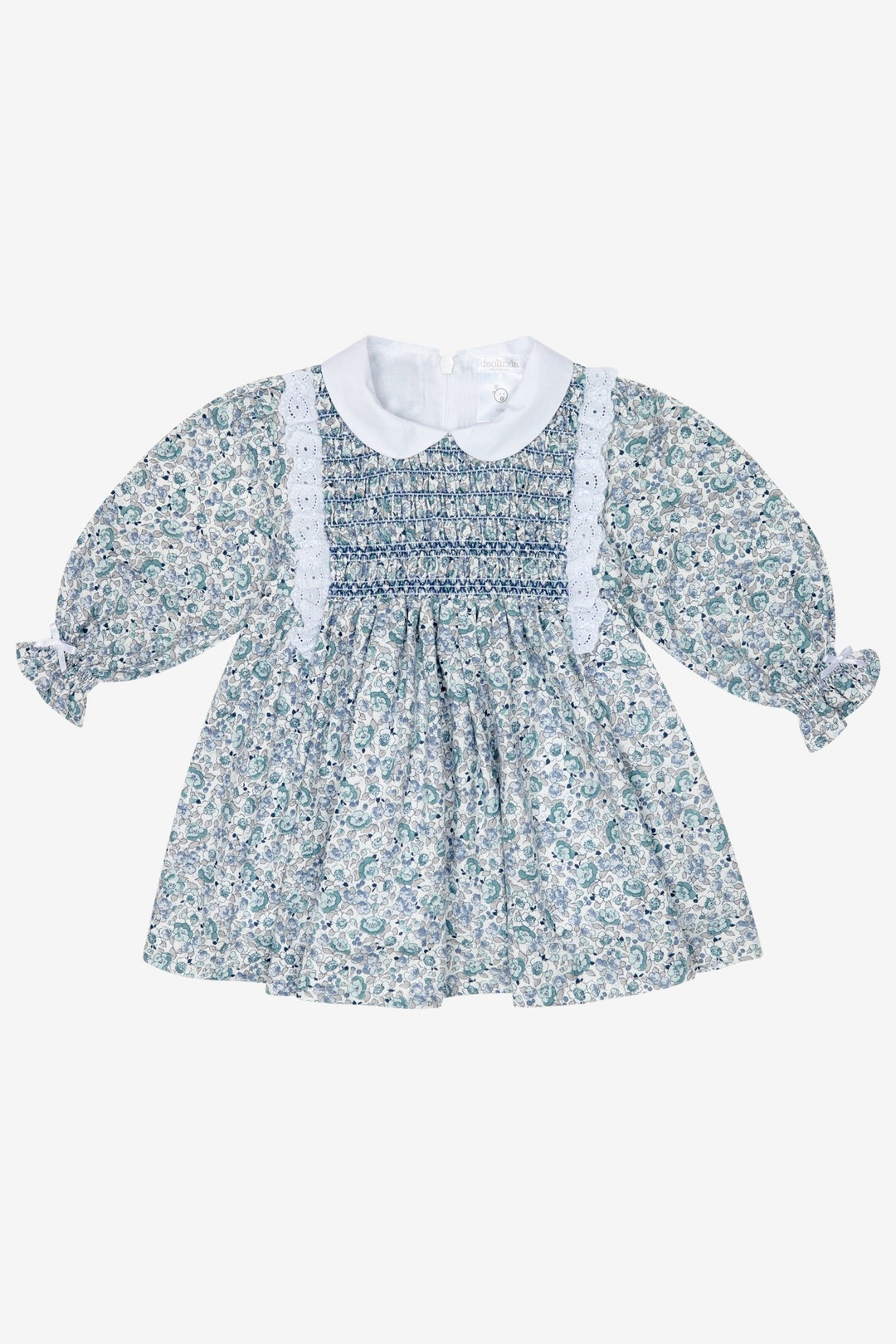 Deolinda "Evangeline" Dusky Blue Floral Smocked Dress - Millie and John