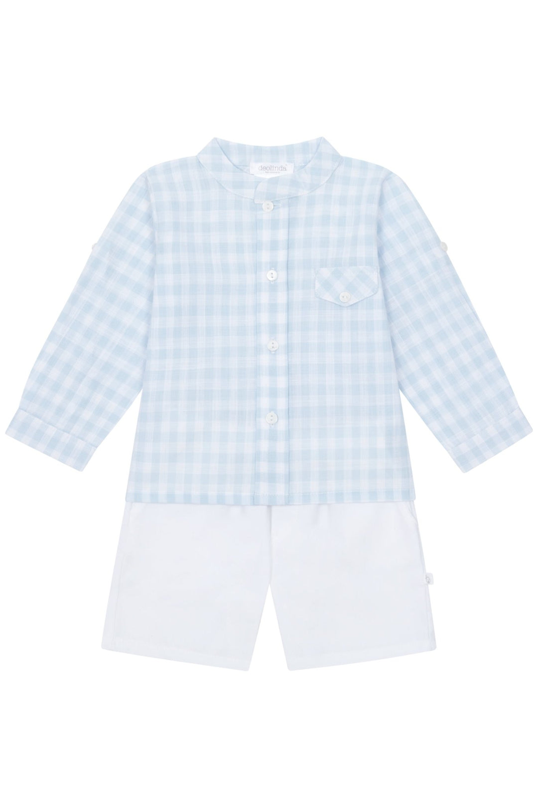 Deolinda "Gabe" Baby Blue Gingham Shirt & Shorts - Millie and John