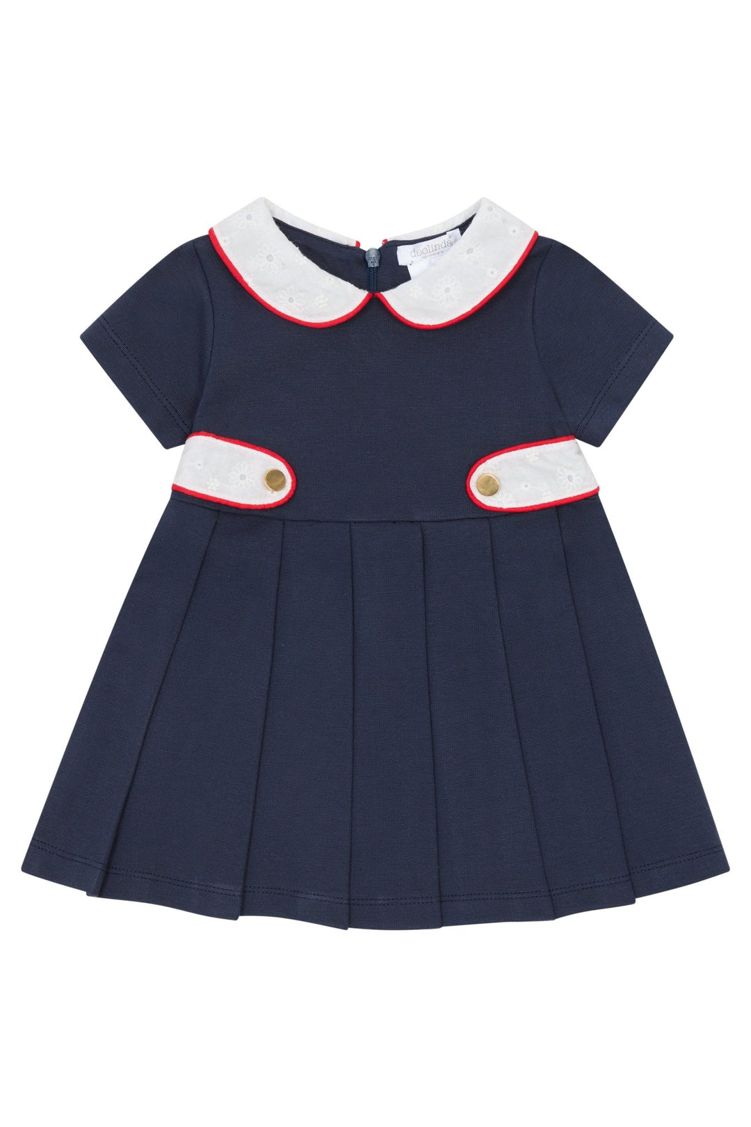 Deolinda "Hattie" Navy & Red Broderie Anglaise Dress - Millie and John