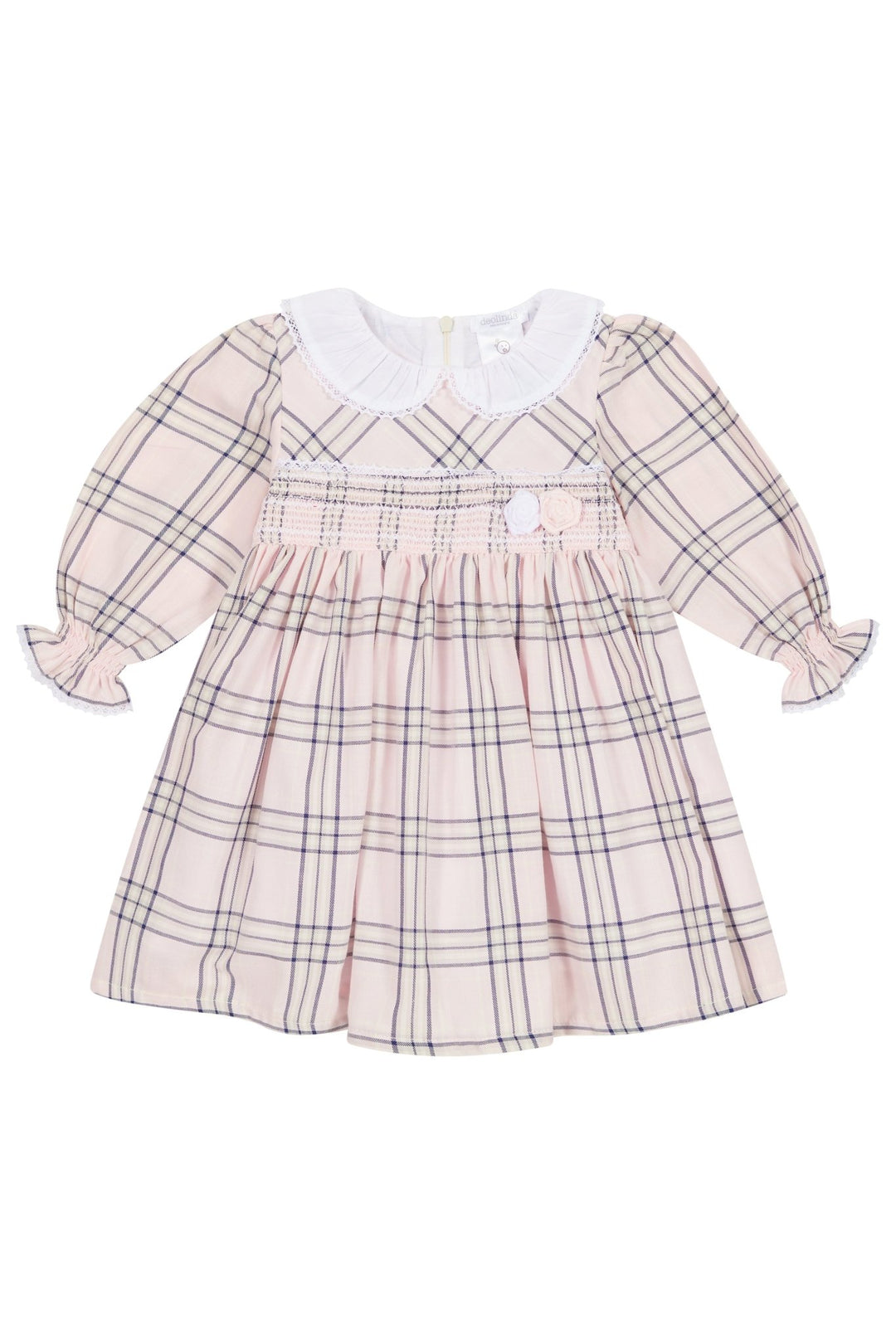 Deolinda "Haven" Pale Pink Tartan Smocked Dress - Millie and John