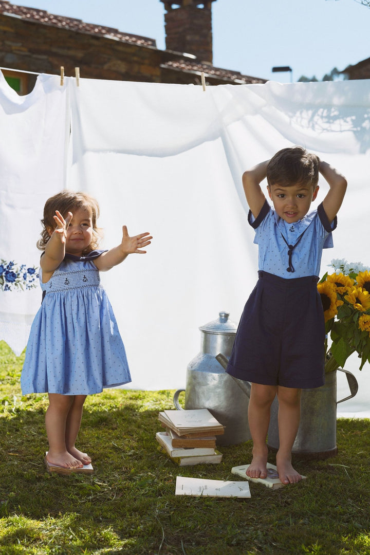 Deolinda "Hayes" Navy Anchor Sailor Shirt & Shorts - Millie and John