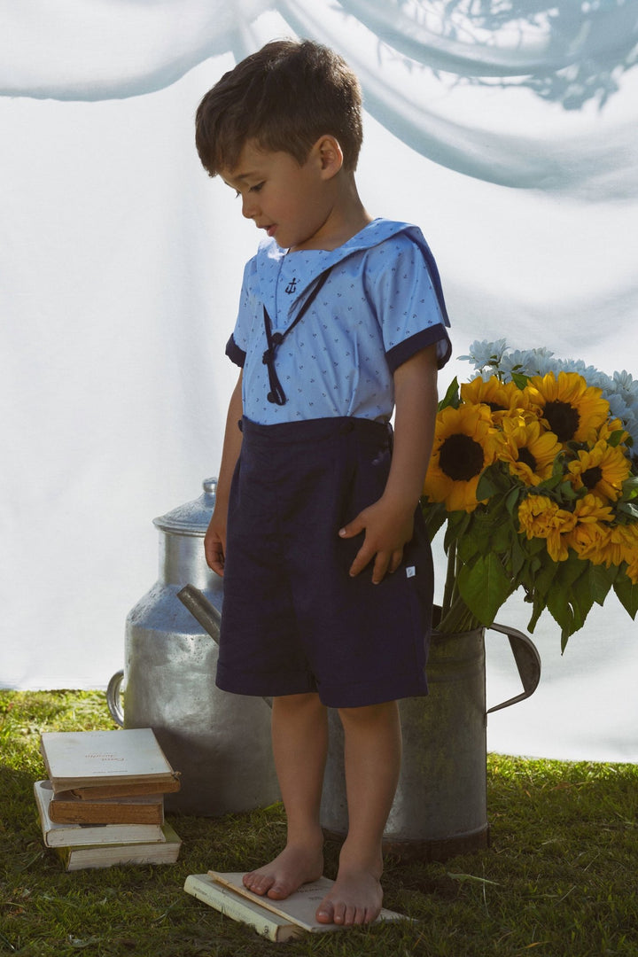 Deolinda "Hayes" Navy Anchor Sailor Shirt & Shorts - Millie and John