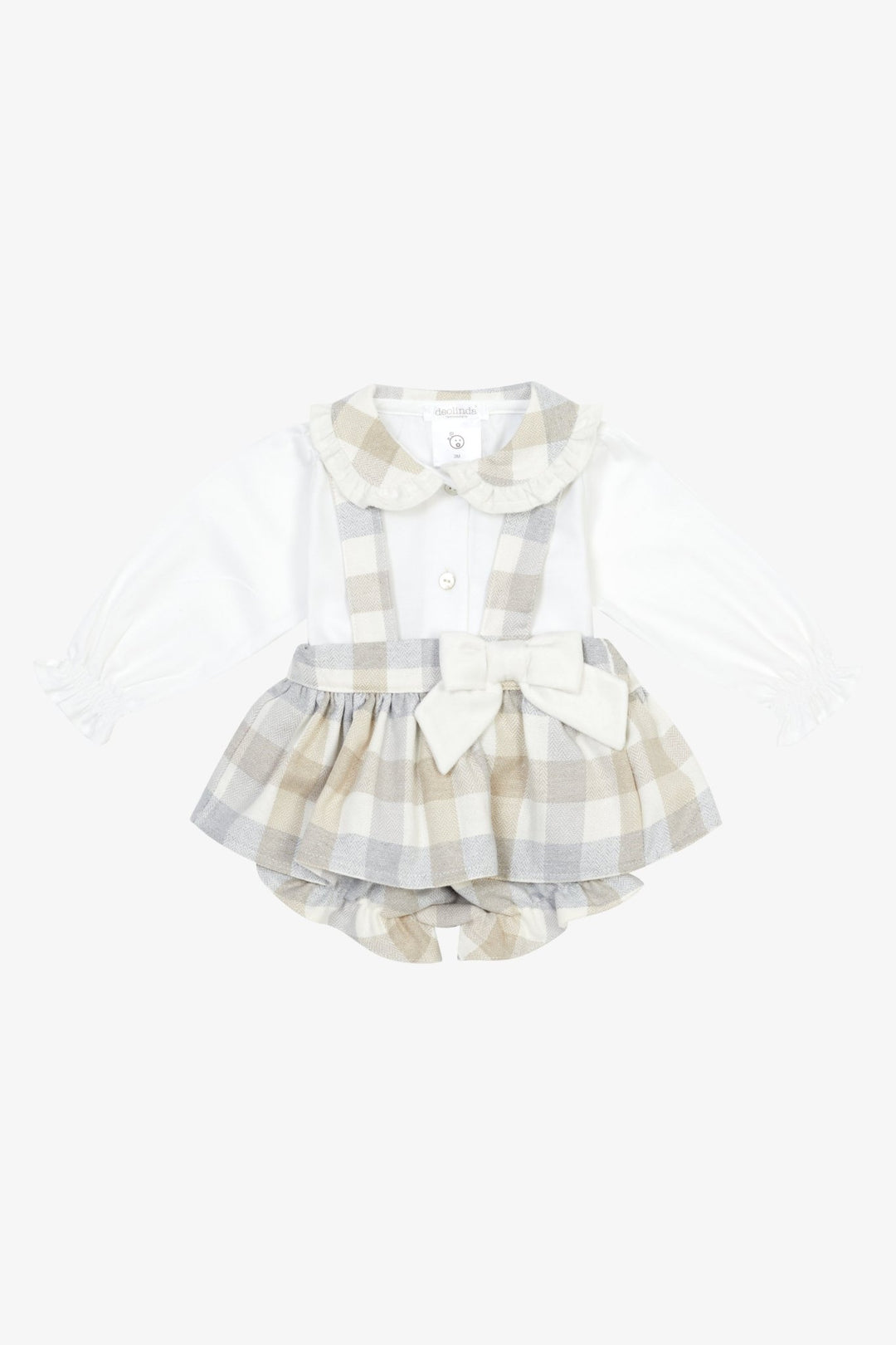 Deolinda "Isabella" Grey &amp; Beige Check Blouse &amp; Bloomers - Millie and John