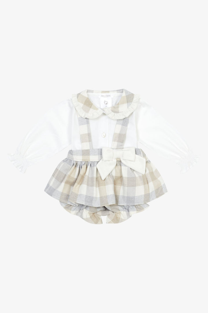 Deolinda "Isabella" Grey &amp; Beige Check Blouse &amp; Bloomers - Millie and John