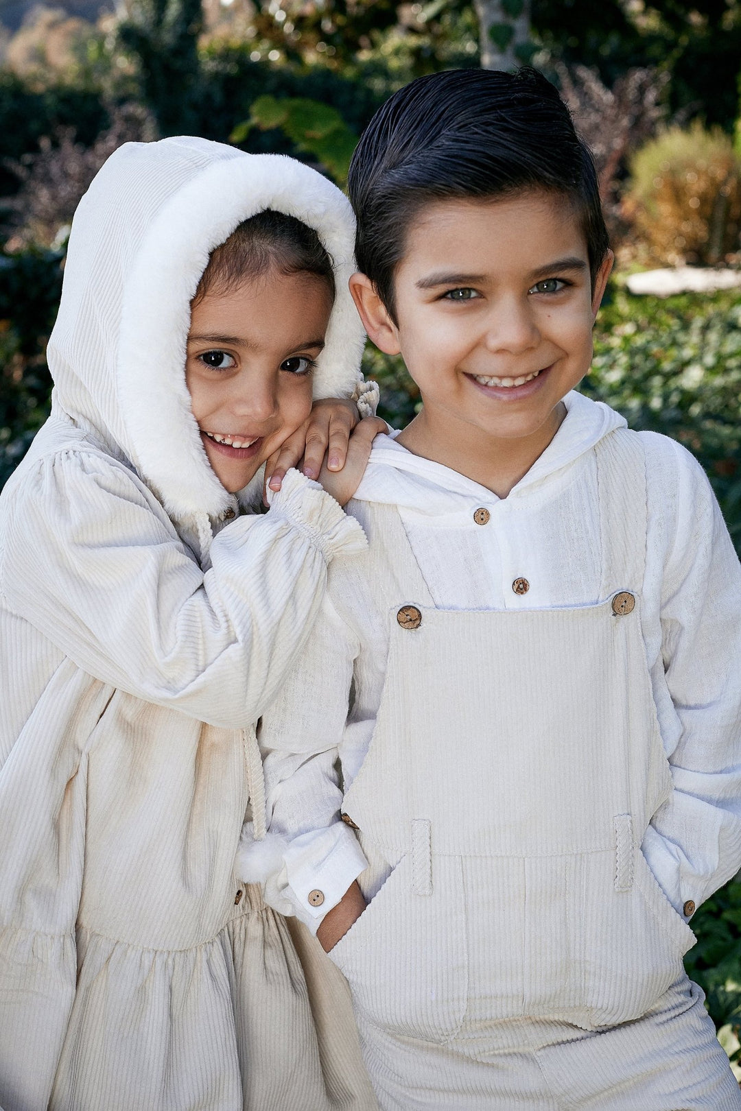 Deolinda "Isobella" Sand Needlecord Hooded Dress - Millie and John