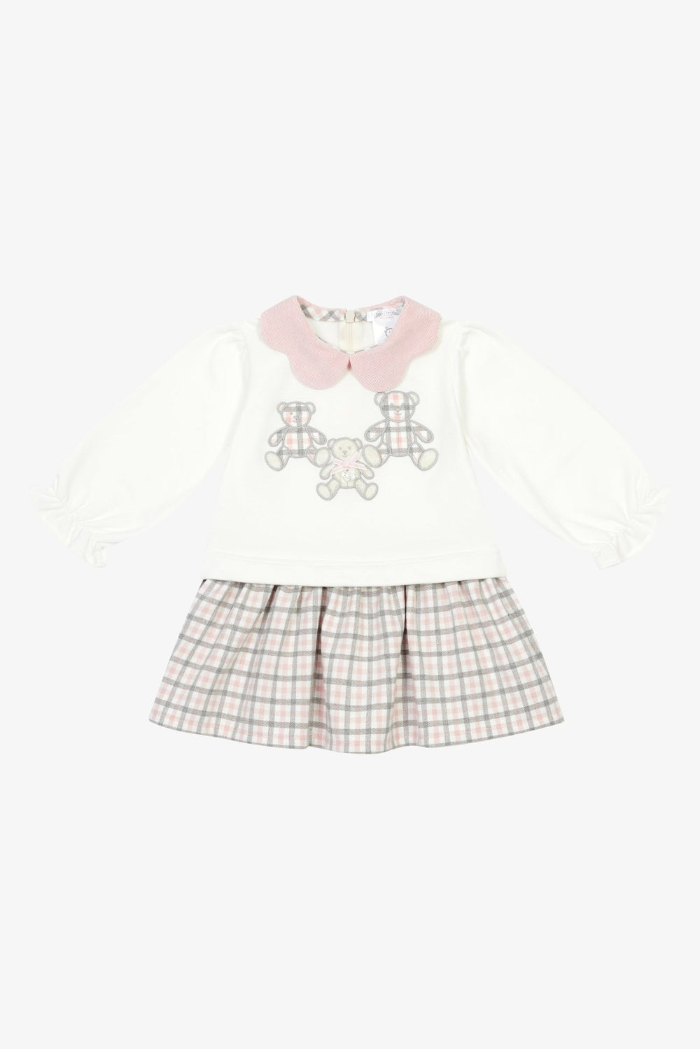 Deolinda "Ivy" Ivory & Pink Check Bear Dress - Millie and John