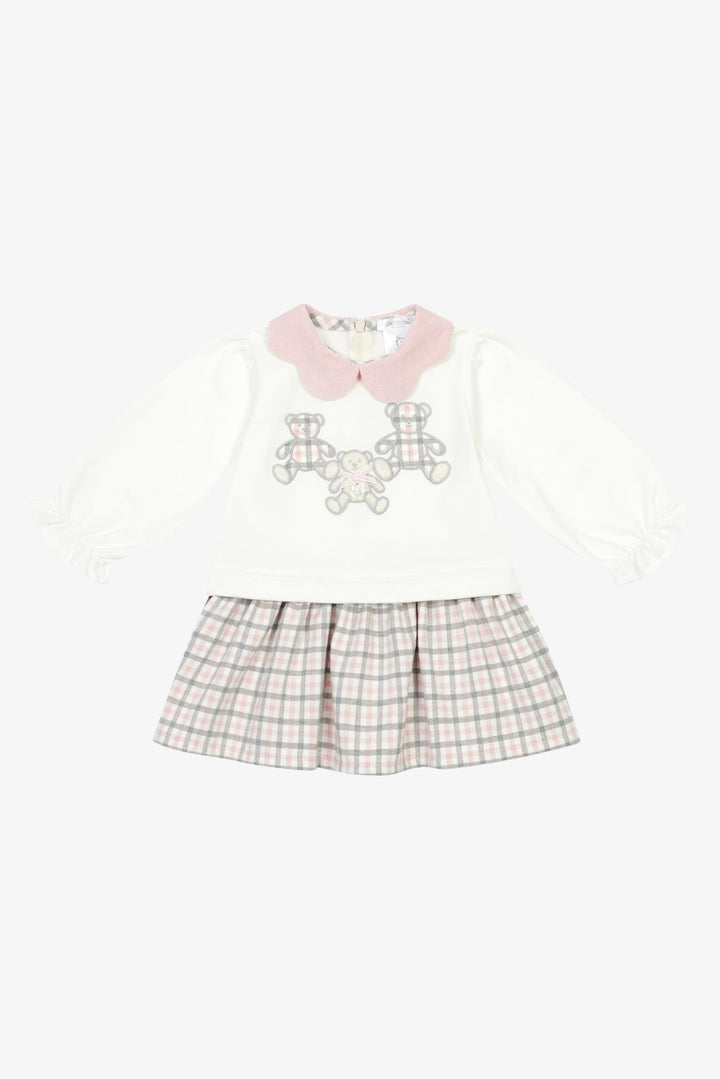 Deolinda "Ivy" Ivory &amp; Pink Check Bear Dress - Millie and John