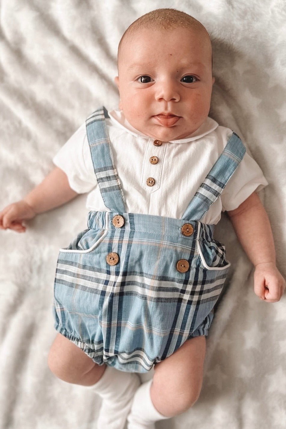 Deolinda "Joseph" Shirt & Dusky Blue Tartan Jam Pants - Millie and John