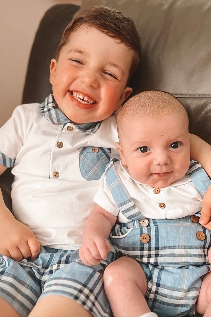 Deolinda "Joseph" Shirt & Dusky Blue Tartan Jam Pants - Millie and John