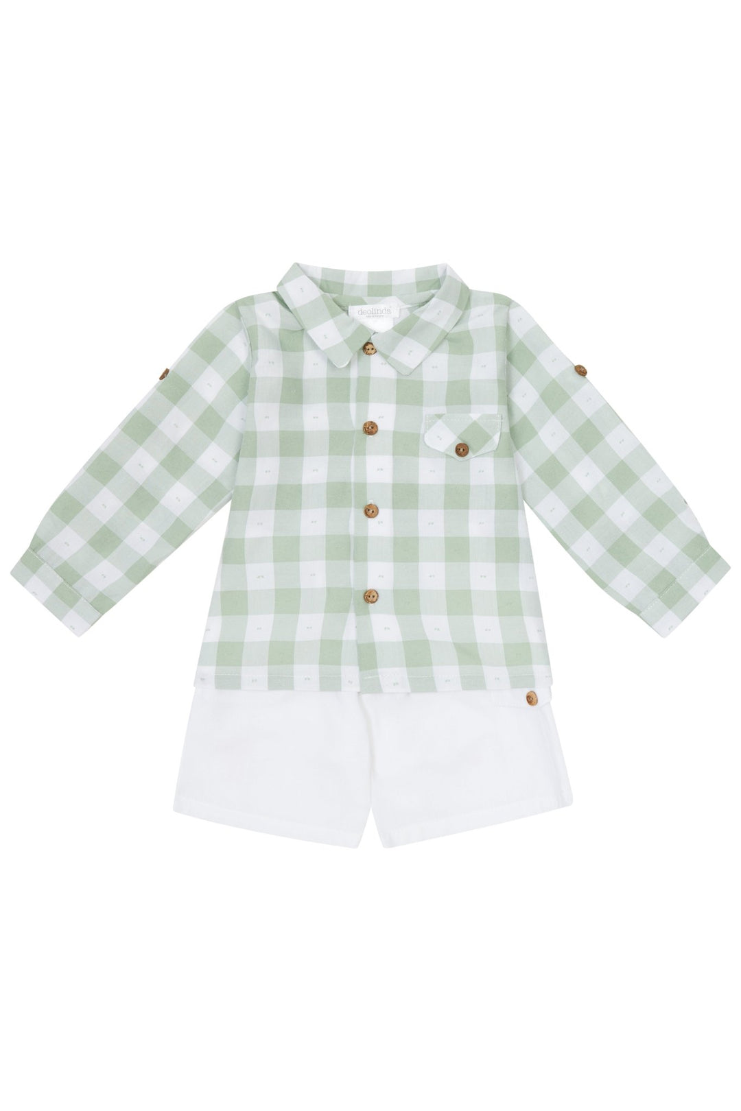 Deolinda "Leo" Sage Green Gingham Shirt & Shorts - Millie and John