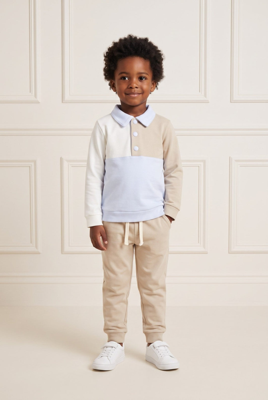 Deolinda "Luca" Beige Polo Shirt & Trousers - Millie and John