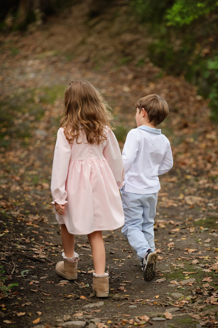 Deolinda "Lucas" Cloud Blue Cord Polo Shirt & Trousers - Millie and John