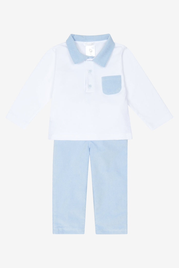 Deolinda "Lucas" Cloud Blue Cord Polo Shirt & Trousers - Millie and John