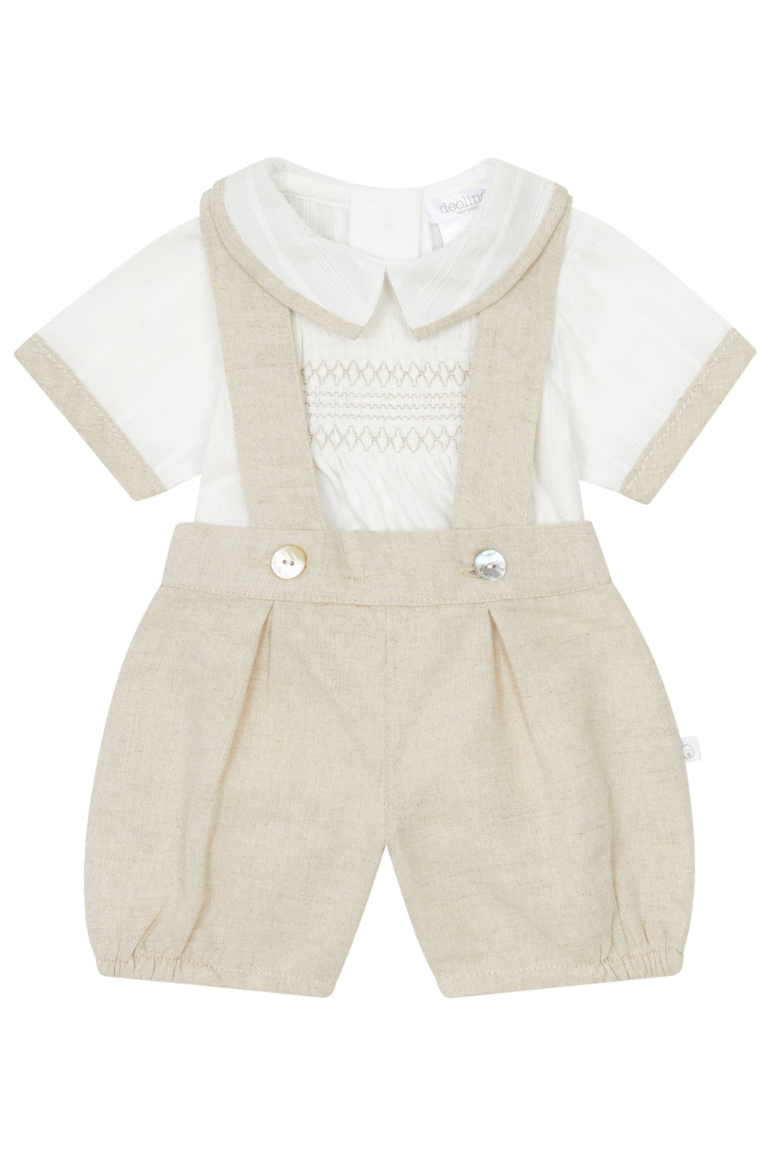 Deolinda "Mateo" Beige Smocked Shirt & Shorts - Millie and John