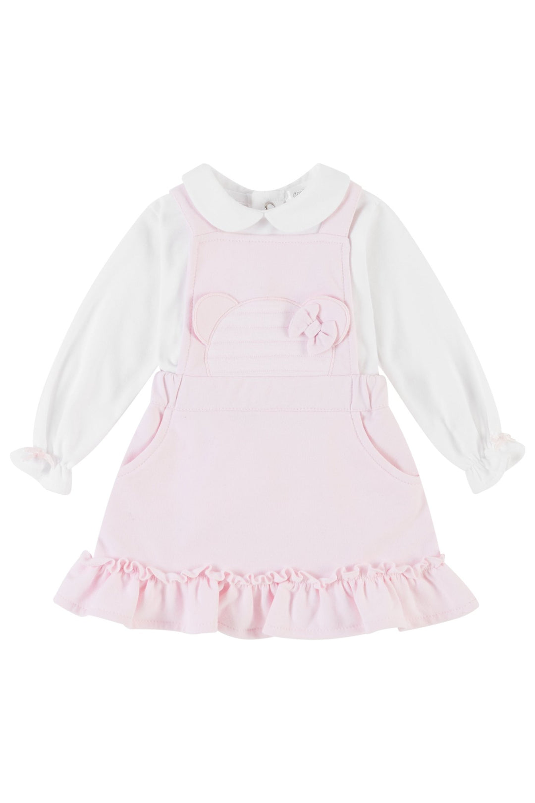Deolinda "Matilda" Pink Bear Pinafore Dress Set - Millie and John