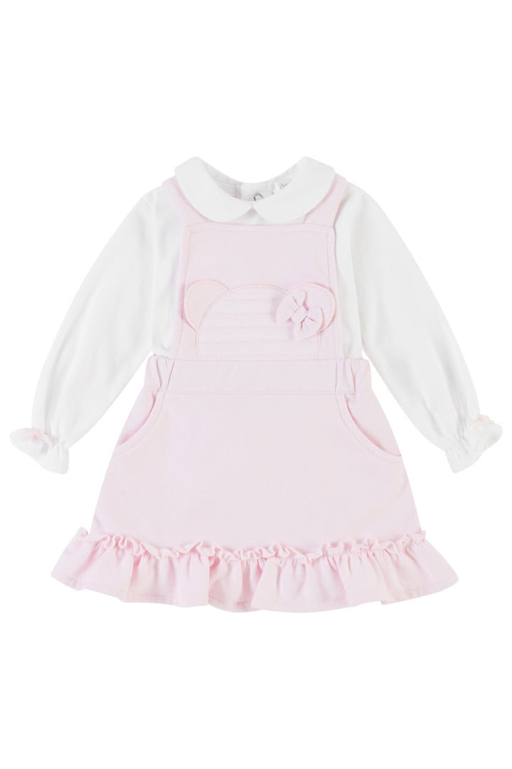 Deolinda "Matilda" Pink Bear Pinafore Dress Set - Millie and John