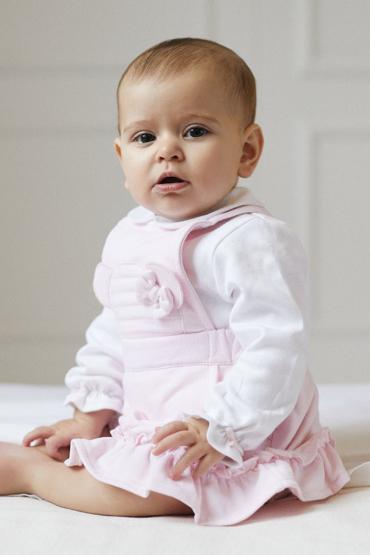 Deolinda "Matilda" Pink Bear Pinafore Dress Set - Millie and John