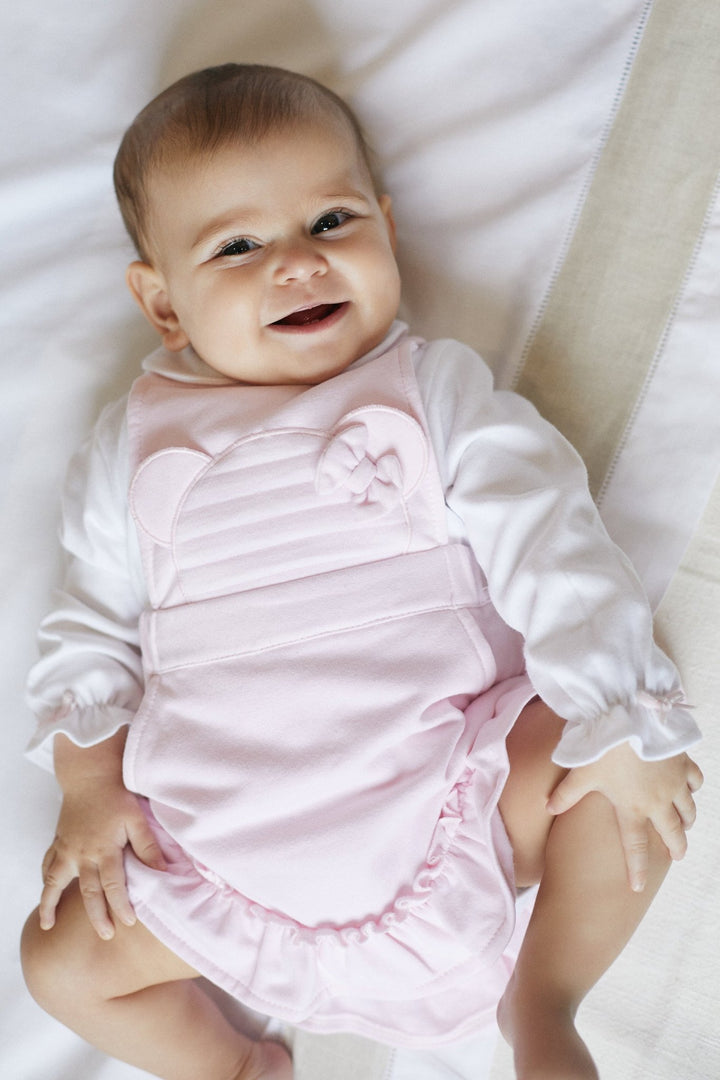 Deolinda "Matilda" Pink Bear Pinafore Dress Set - Millie and John