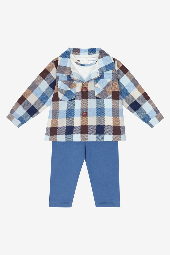 Deolinda "Maxwell" Blue & Brown Heritage Check Shirt, Top & Trousers - Millie and John