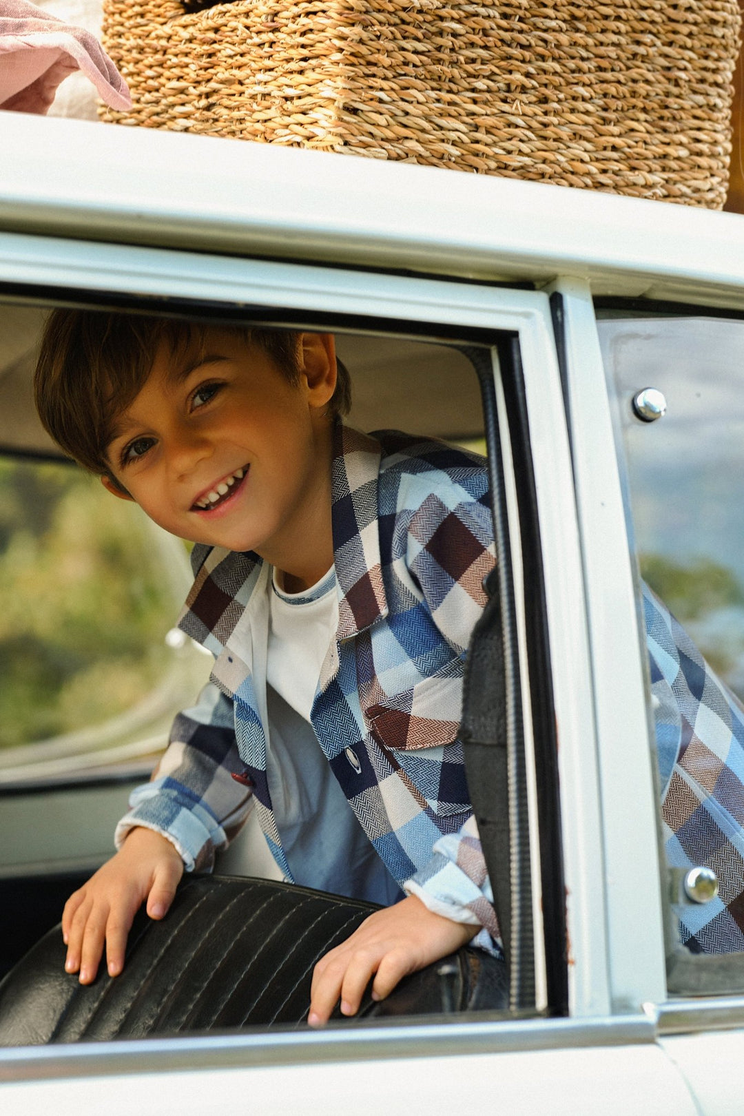 Deolinda "Maxwell" Blue & Brown Heritage Check Shirt, Top & Trousers - Millie and John