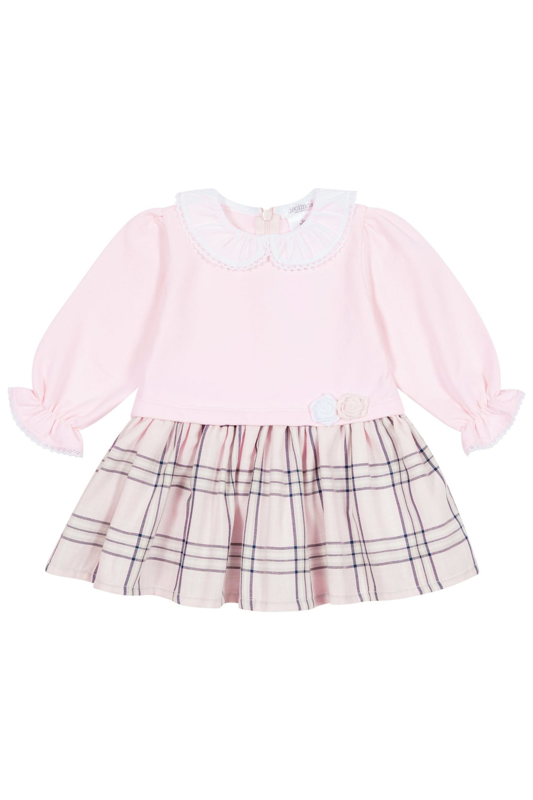 Deolinda "Milana" Pale Pink Tartan Dress - Millie and John