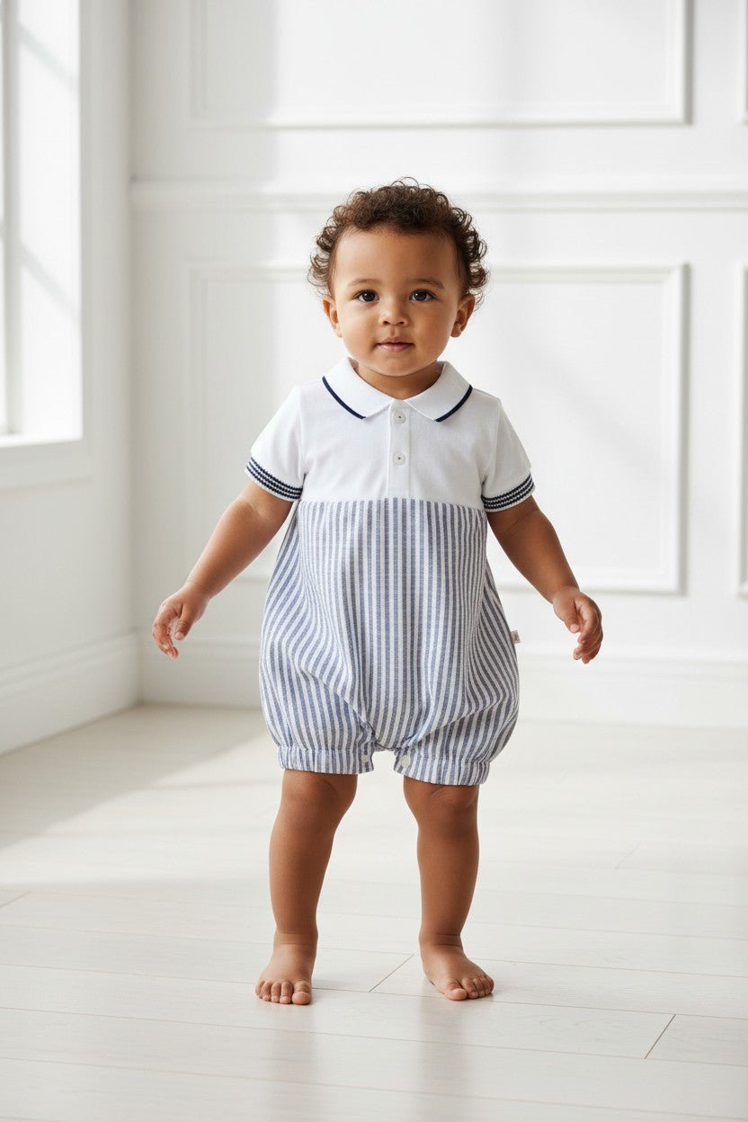 Deolinda "Noah" Navy Stripe Romper - Millie and John
