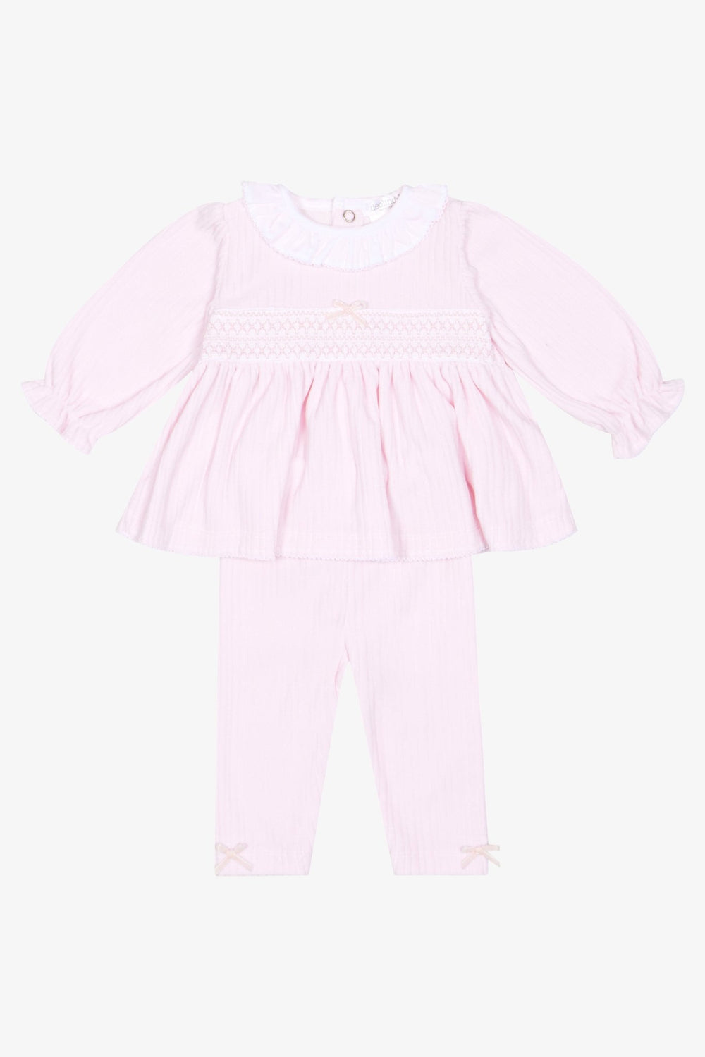 Deolinda "Olivia" Pink Smocked Velour Top & Leggings - Millie and John