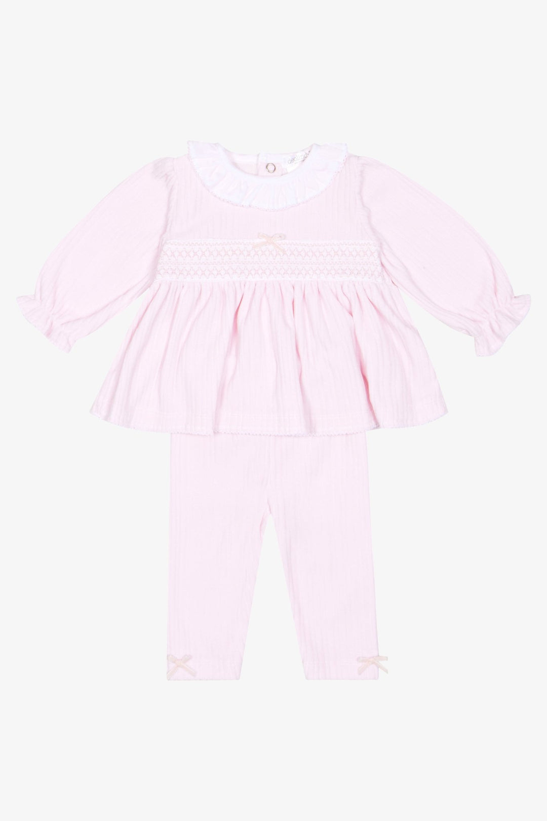 Deolinda "Olivia" Pink Smocked Velour Top &amp; Leggings - Millie and John