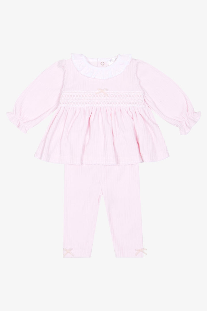 Deolinda "Olivia" Pink Smocked Velour Top &amp; Leggings - Millie and John