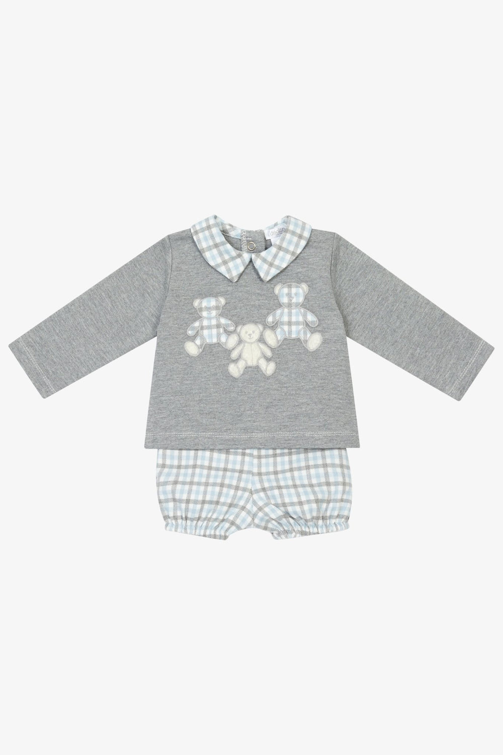 Deolinda "Oscar" Grey & Blue Check Top & Jam Pants - Millie and John