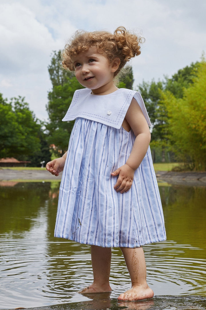 Deolinda "Penelope" Blue Striped Sailor Dress - Millie and John