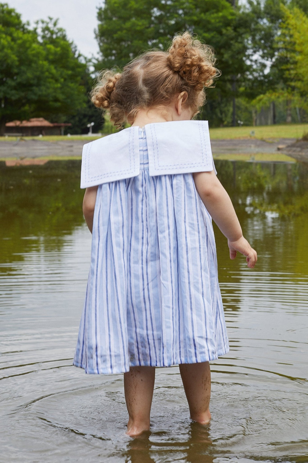 Deolinda "Penelope" Blue Striped Sailor Dress - Millie and John