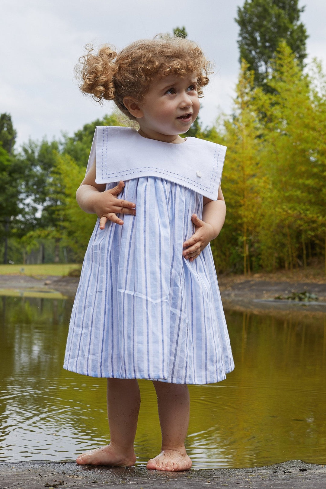 Deolinda "Penelope" Blue Striped Sailor Dress - Millie and John