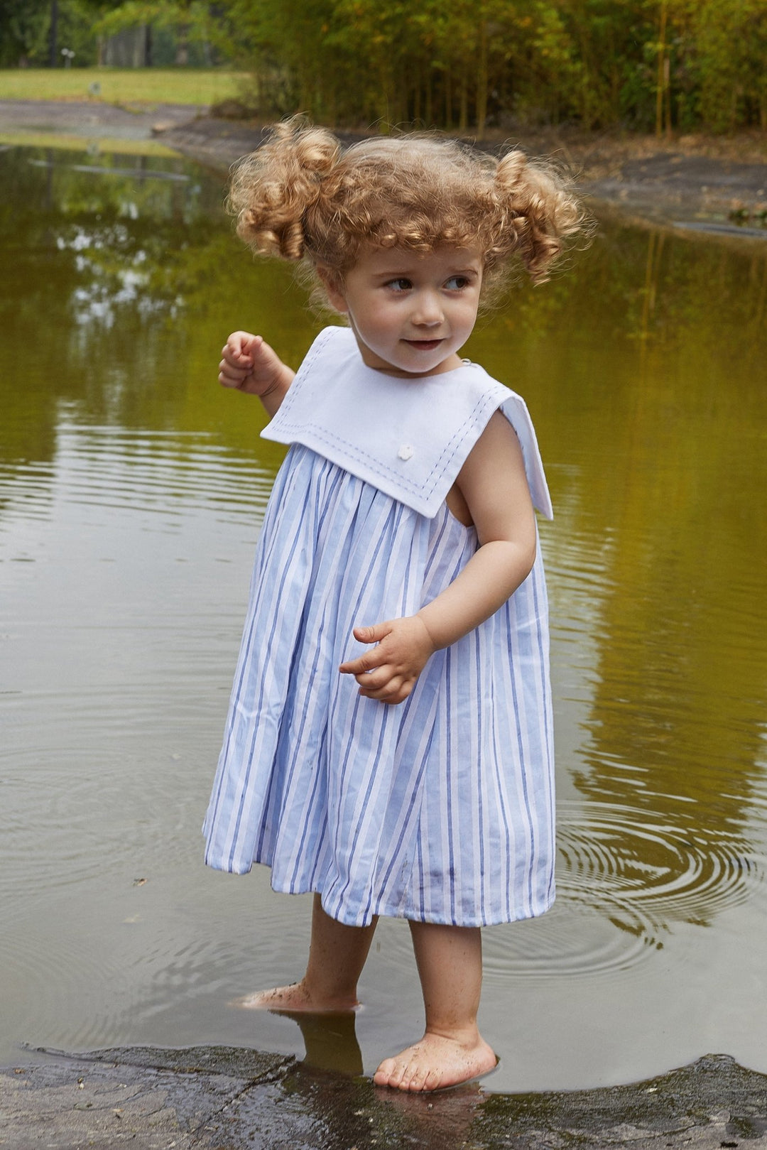 Deolinda "Penelope" Blue Striped Sailor Dress - Millie and John