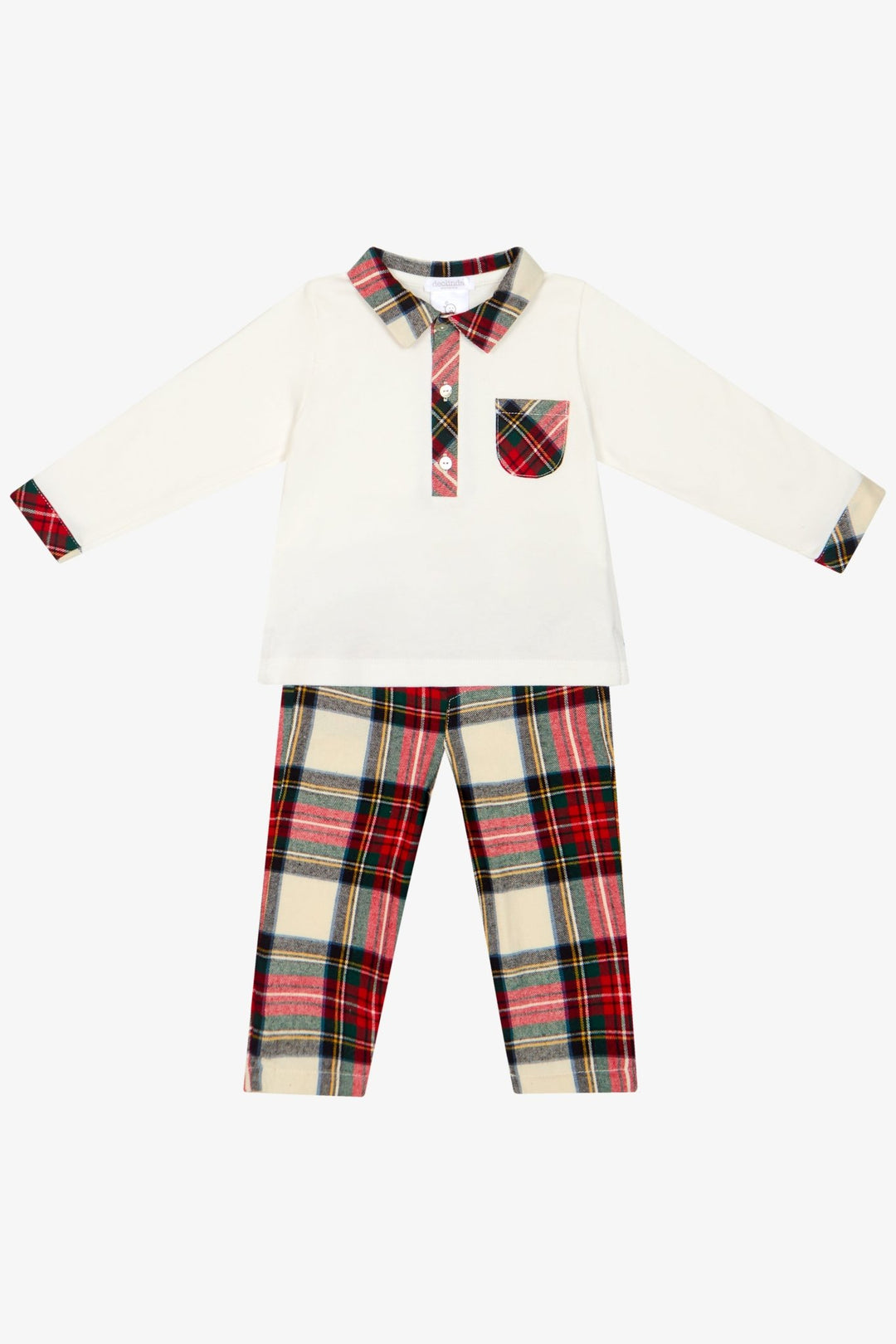 Deolinda PREORDER "Alfie" Red Tartan Polo Shirt & Trousers - Millie and John