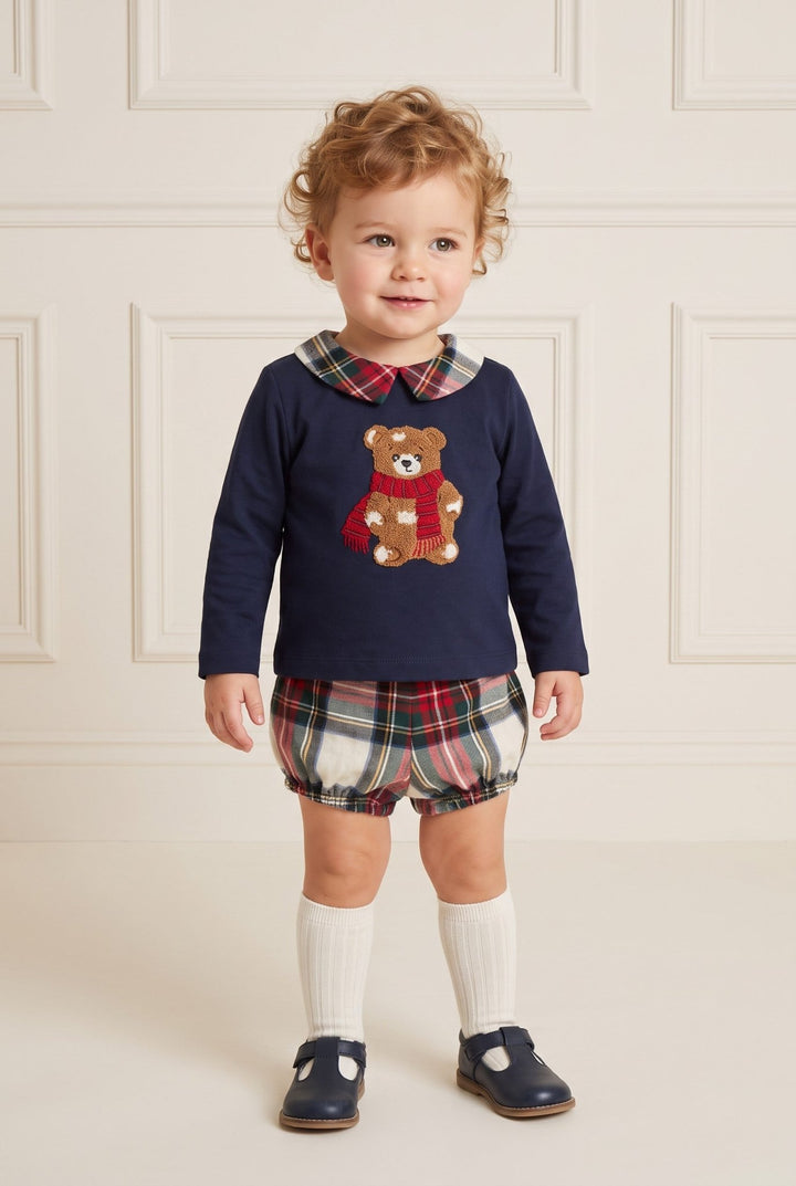 Deolinda PREORDER "Caleb" Navy Tartan Bear Top &amp; Jam Pants - Millie and John